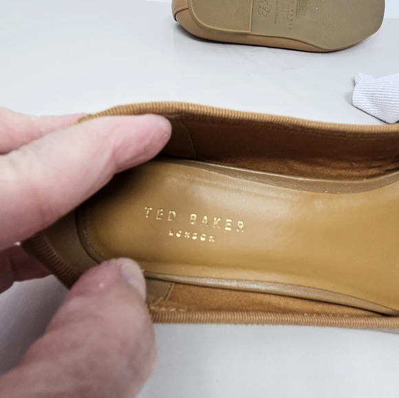 Ted Baker London Womens Bayana Bow Ballet Flats Shoes Sz 36.5=6 Tan Leather - Picture 10 of 13